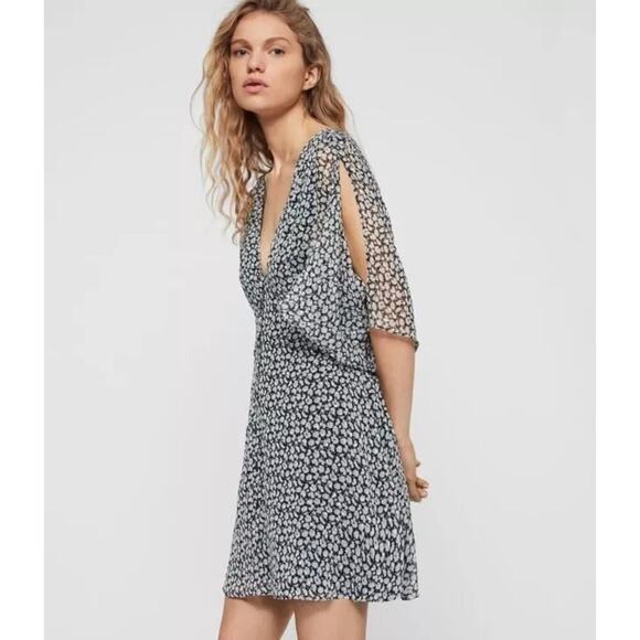 AllSaints Ivey Scatter Dress Grey Size 4 - Picture 3 of 11